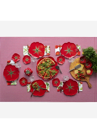 Kırmızı Seramik Petit Four Tabağı 15 Cm