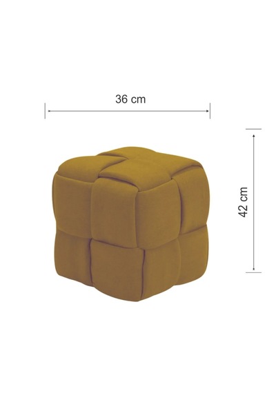 Most Spiral Kare Puf 07 Hardal Kadife Kumaş Evinize Teslim