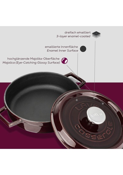Metal Premium Serisi - Döküm Çok Amaçlı Tencere, Yuvarlak, 24 Cm, Majolik Mor Belirtilmemiş