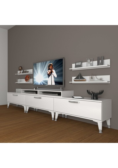 Decoraktiv Ekoflex 270r Slm Silver Tv Ünitesi Tv Sehpası Beyaz