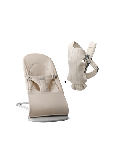 Babybjörn 2'li Set Balance Soft Woven Jersey Üçlü Kumaş Ana Kucağı & Kanguru Mini 3d Jersey Light Beige