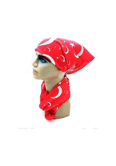 Herşey Nota Kırmızı Ay Yıldız Türk Bayrağı Fular - Bandana - 23 N Çok Renkli