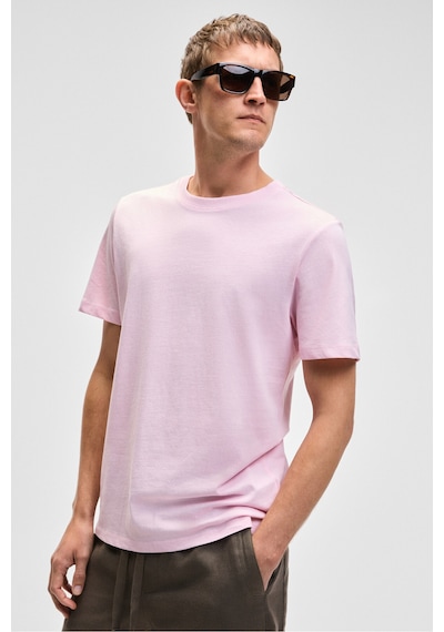 Grımelange Mocassın Erkek %100 Pamuk Relaxed Fit Yuvarlak Yaka Kısa Kollu Pembe T-shirt