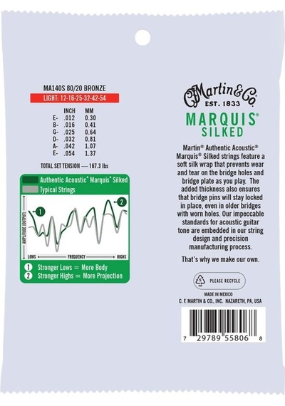 Martin Co Ma140s Marquis 80/20 Bronze Akustik Gitar Teli Lt 12-54
