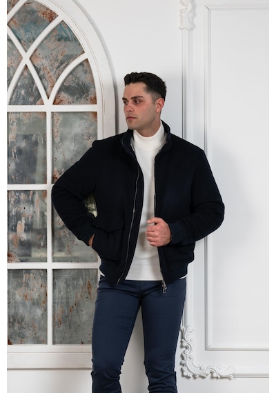 Regular Fit Yünlü Dik Yaka Astarlı Içi Elyaflı Kaşe Mont 001