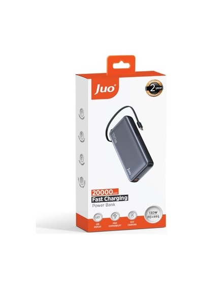 20000mah 130w Led Ekranlı Usb-a + Type-c Kablolu Powerbank Taşınabilir Hızlı Şarj Cihazı