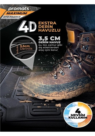 Dacia Dokker 2013 Model Ve Sonrası Uyumlu Oto Paspas 4d Maximum Siyah