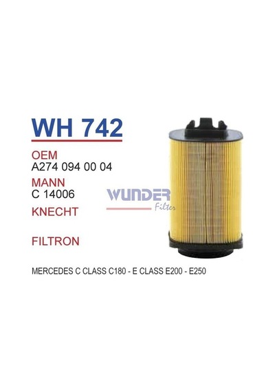 Wunder Mercedes C Class C 180 E Class E200 E250 Hava Filtresi