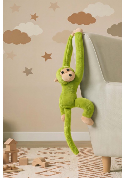 Yeşil Elleri Yapışabilen Maymun Peluş Oyuncak
