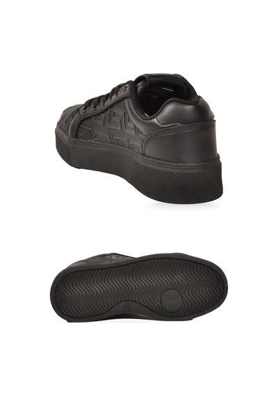 Walkway Siyah Bağcıklı Kalın Rahat Tabanlı Kadın Casual Yürüyüş Ayakkabı Sneaker 26201