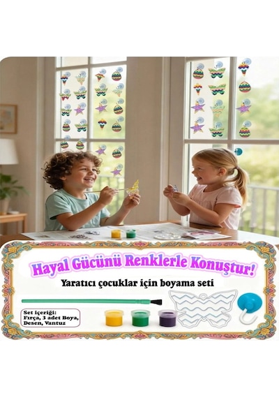 Yaratıcı Çocuklar İçin Pencere Süsleme Ve Boyama Seti