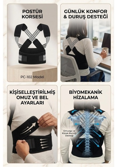Dik Duruş Korsesi Sırt Bel Bedensiz Ayarlanabilir