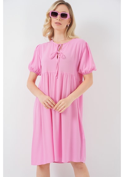 Bigdart Kadın Bağcıklı Midi Elbise 2575 - Pembe