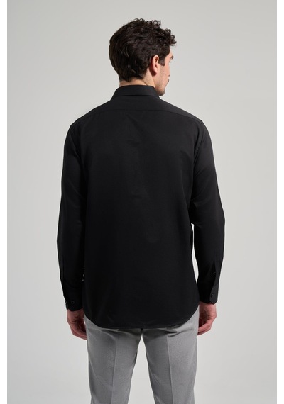 İmza Uzun Kol Desenli Armürlü Sert Yaka Cepli Pamuklu Classic Comfort Fit Gömlek 1004250171 Siyah İmza Uzun Kol Desenli Armürlü Sert Yaka Cepli Pamuklu Classic Comfort Fit Gömlek 1004250171 Siyah