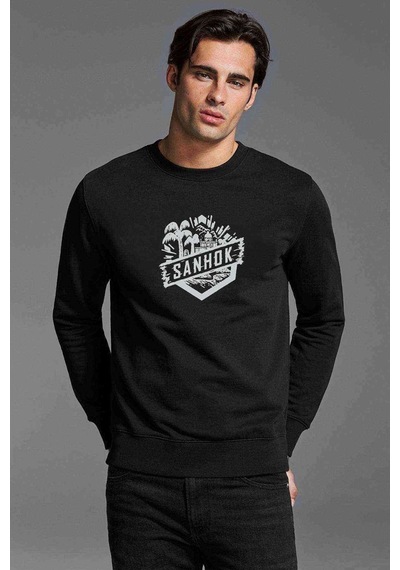 Pubg Sanhok Siyah Baskılı Siyah Erkek Örme Sweatshirt