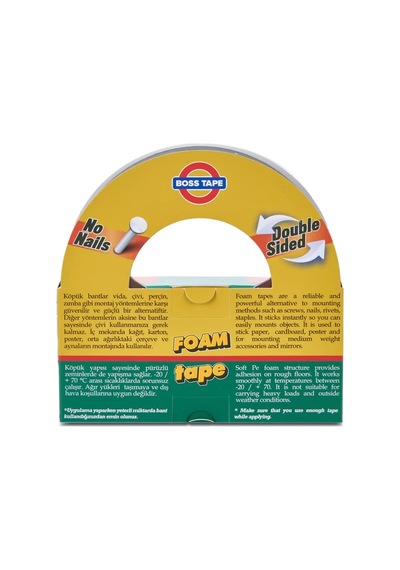 Boss Tape 2695 Çift Taraflı Köpük Bant 24mmx10m Orta Ağırlık 10kg