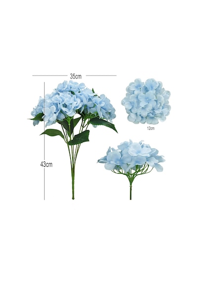 Yapay Çiçek Ortanca Çiçeği Demeti 43 cm Mavi Açık