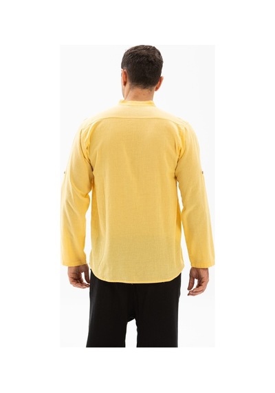 Uzun Kol Şile Bezi Bodrum Erkek T-Shirt Sarı Sarı
