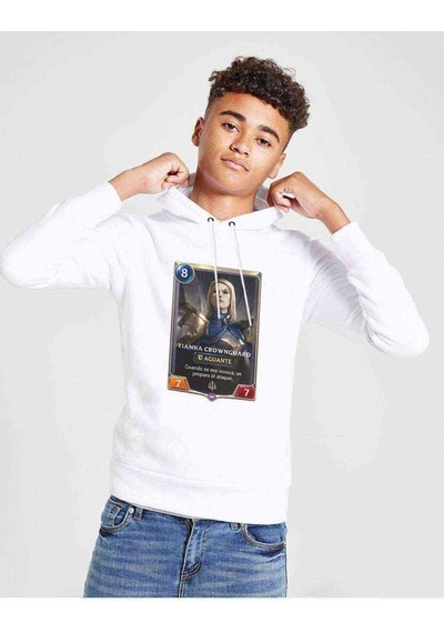 Tshirthane Tianna Crownguard Baskılı Unisex Çocuk Kapüşonlu Beyaz Sweatshirt Beyaz