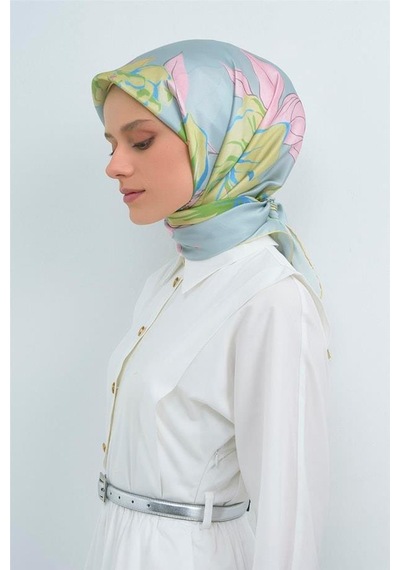 Armine İpek Eşarp 2026 Yaz - 9509-80 Buz Mavi Twill