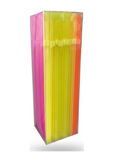 Fosforlu Pipet 24 Cm 225 Li Karışık Renk Kafe Tipi Renkli Uzun Pipet Diğer