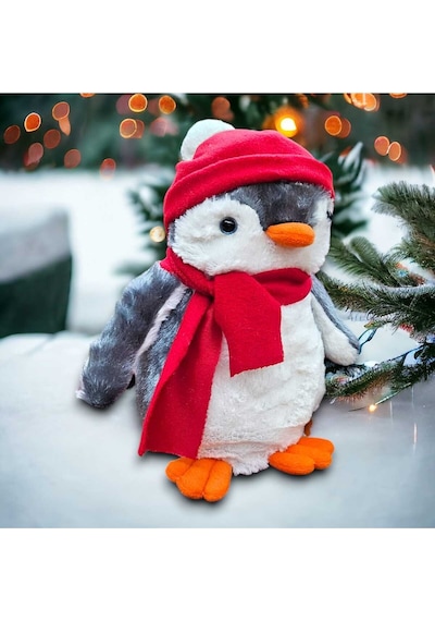 Toyzz 40 Cm Peluş Pingu Penguen Kırmızı Şapkalı Peluş Oyuncak Uyku Arkadaşı