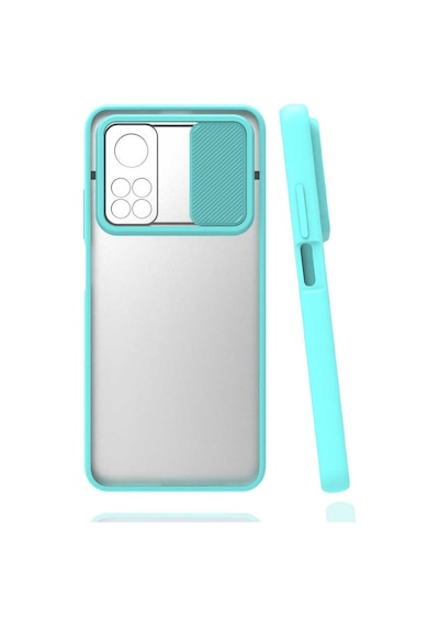 Kilifone - Xiaomi Uyumlu Mi 10t Pro 5g - Kılıf Slayt Sürgülü Arkası Buzlu Lensi Kapak - Turkuaz