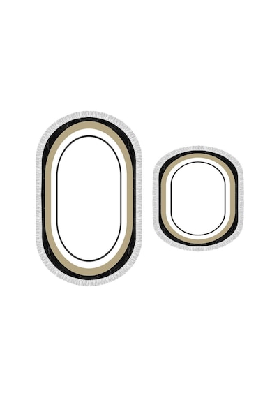 Oval Saçaklı 2'Li Banyo Paspas Takımı Serik Beyaz