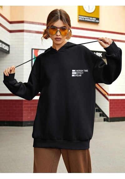 Altamira Unisex Effect Baskılı Oversize Kapşonlu Sweatshirt 001