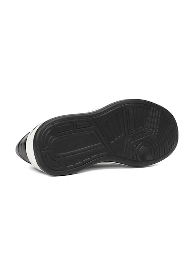 Erkek Siyah Baskılı Bağcıklı Kalın Tabanlı Deri Sneaker