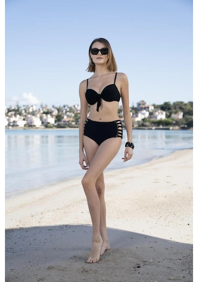 Estiva Gd Goldoremi 2511-600 Kadın Kaplı Yüksek Bel Bitili Bikini Takım Siyah