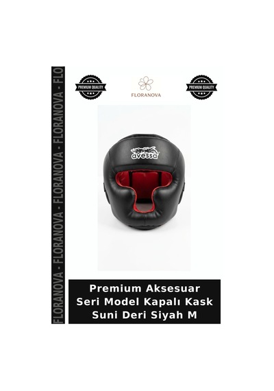 Premium Aksesuar Seri Model Kapalı Kask Suni Deri Siyah M