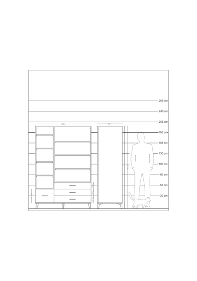 Kronos Dolap 9 Raflı 4 Çekmeceli 132x59x195 Antrasit-çam/çam Antrasit