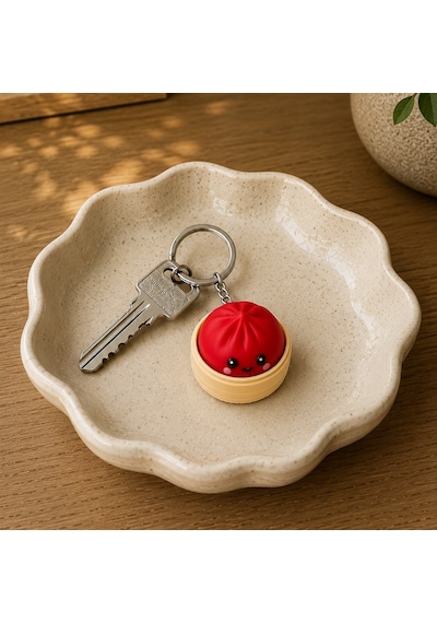 3d Baskı Clicker Çin Mantısı Anahtarlık 2 Adet Kawaii Dumpling Fidget Anahtarlık Anti Stres Sü