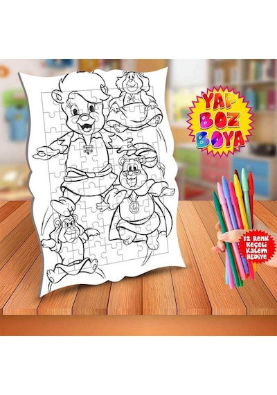 Uçan Sevimli Dostlar Eğitici Boyama Puzzle Tablo Çocuk-407