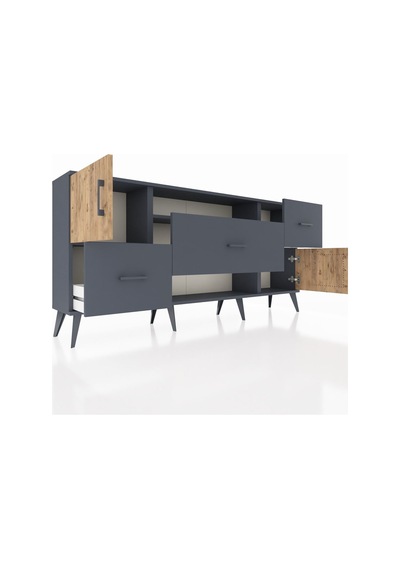Arges Konsol 2 Raflı 3 Çekmeceli 2 Kapaklı 176x30x83 Antrasit-çam/antrasit Çam/antrasit Arges Konsol 2 Raflı 3 Çekmeceli 2 Kapaklı 176x30x83 Antrasit-çam/antrasit Çam/antrasit