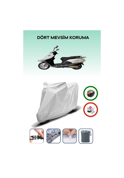 Gri Arka Çanta Uyumlu Falcon Guppi 110 Uyumlu Motosiklet Brandası Motor Örtüsü
