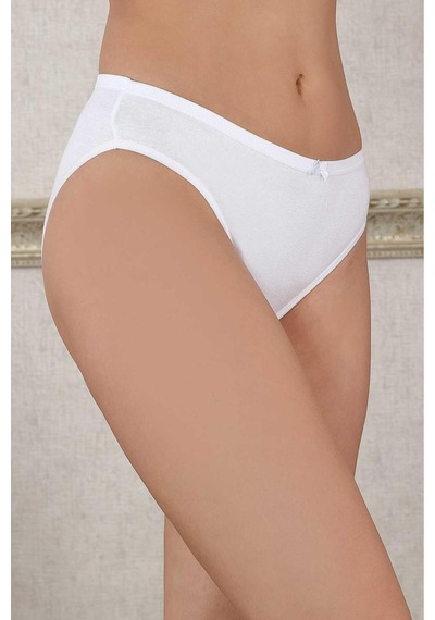 Könek İç Giyim Kadın %100 Pamuk Bikini Külot 3 Adet Beyaz Beyaz