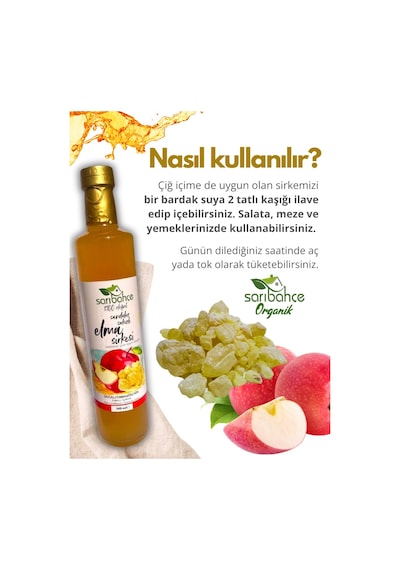Sandaloz Sakızlı Elma Sirkesi 500 Ml 2'li Paket - Organik Doğal Fermantasyon