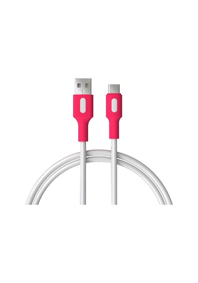 Coral Usb A-c Hızlı Şarj Kablosu, Beyaz Kablo, Beyaz/pembe Uçlar 120 Cm