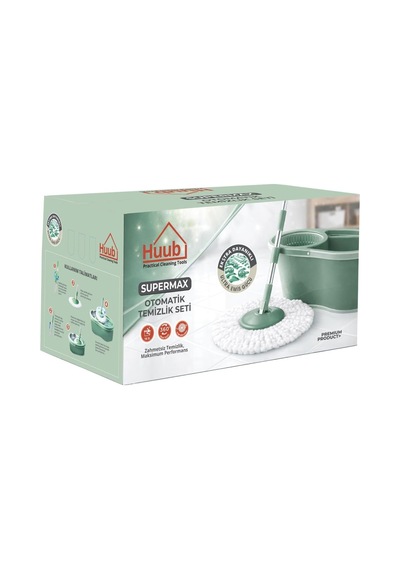 Supermax Otomatik Temizlik Seti, 360 Döner Başlık, Mikrofiber Paspas, Ekstra Dayanıklı, Ultra Emiş Gücü, Pedalsız