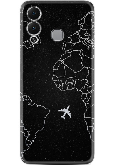Infinix Hot 12 Play Kılıf Resimli Desenli Silikon Platinium Series Black Plane 1868