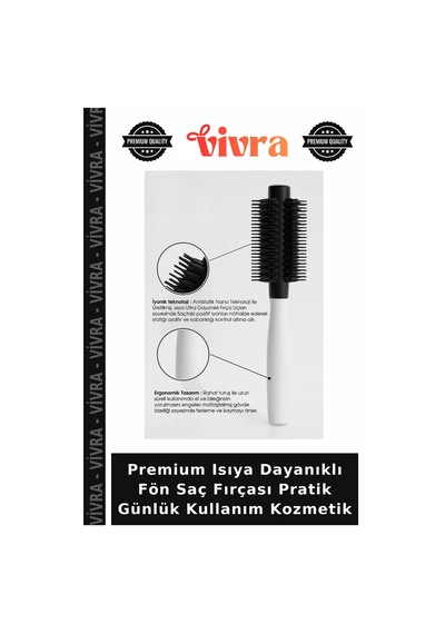 Premium Isıya Dayanıklı Fön Saç Fırçası Pratik Günlük Kullanım Kozmetik