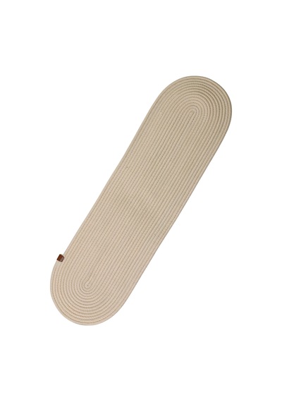 Jutty Hasır Görünümlü Jüt Dokuma Oval Krem Dekoratif Runner 25x90 Cm Mutfak Salon Masa Örtüsü Krem