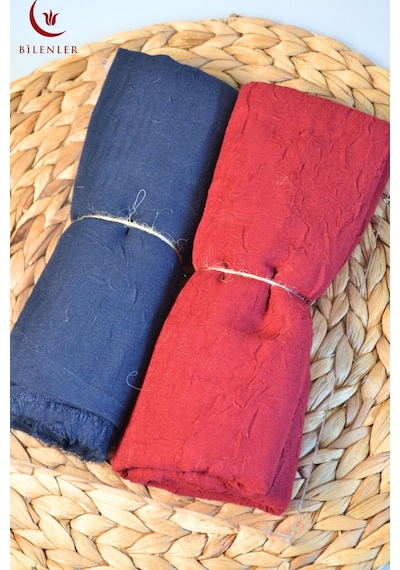 Bilenler Bambu Kraş Şal 75x210 Cm Nefes Alabilir, Terletmez, Tok Duruşlu Mevsimlik Kumaş 2'li Kutu Bordo