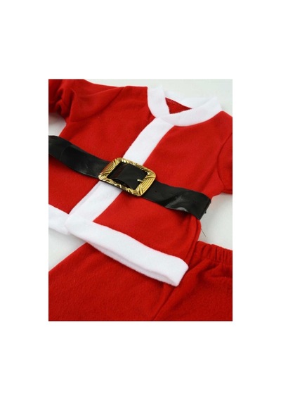 Pazarız Pembecin Unisex Kırmızı Bebek Noel Baba Şapkalı Yılbaşı Takımı Kırmızı