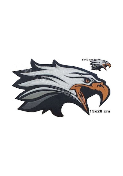 Kartal Nakış Işleme Arma Patch 2 Parça 5X10 CM ve 15X28 Cm Çok Renkli