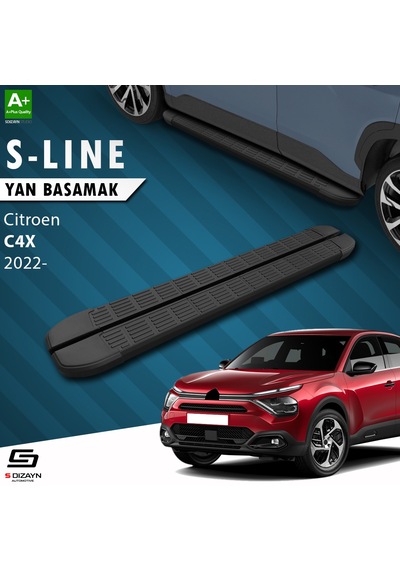S-dizayn Citroen C4 X S-line Siyah Yan Basamak 183 Cm 2022 Üzeri A+ Kalite