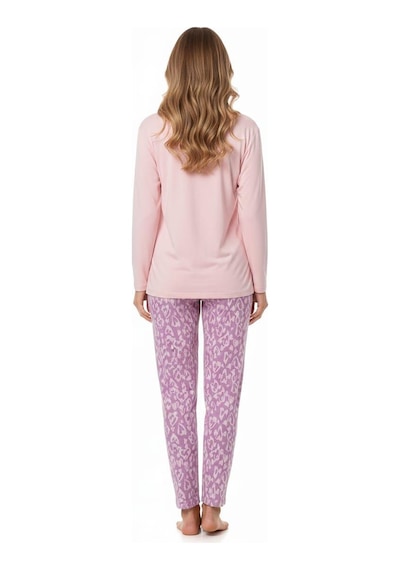 Pemilo Kadın Uzun Kol Likralı 2000-10 Pijama Takımı PEMBE