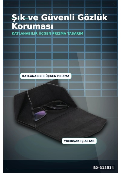 El Işi Hakiki Deri Siyah Gözlük Kılıfı 15.5x6 Cm Erkek Kadın Bx-313514